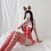 New Year's Red New Sexy Lingerie Uniform Temptation Christmas Elk Plush Sexy One-Piece Net Suit