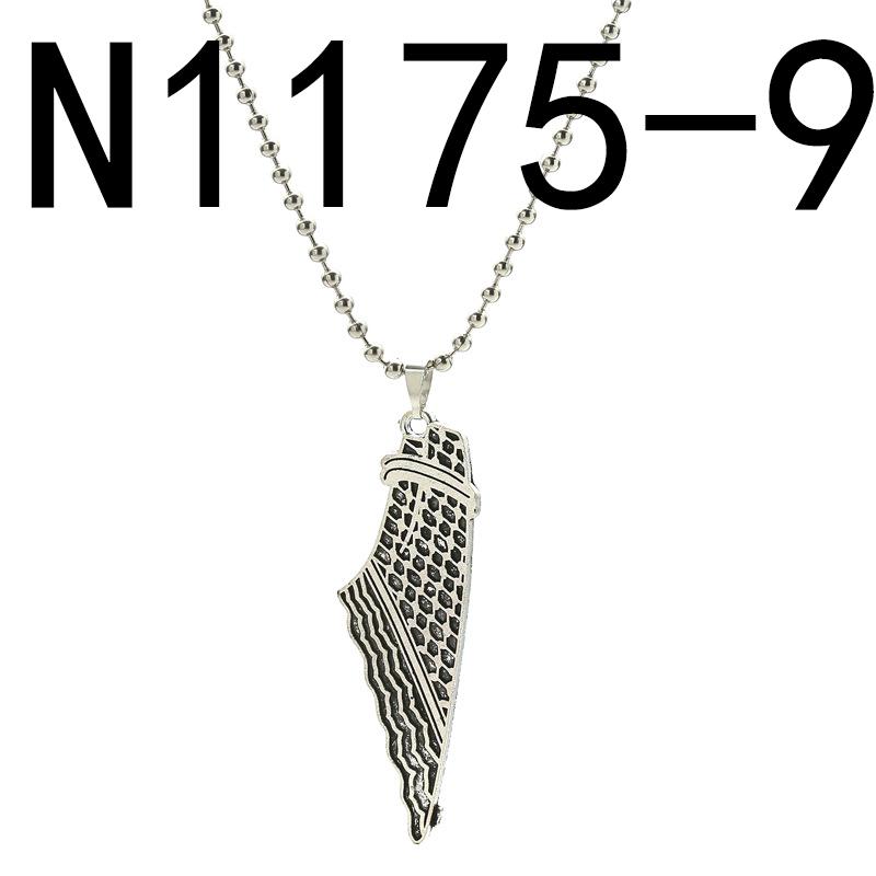 Jewish Israel Country Map Stainless Steel Gold Color Pendant Necklace For Men Women Arabic Choker Chain Amulet Jewelry Gift