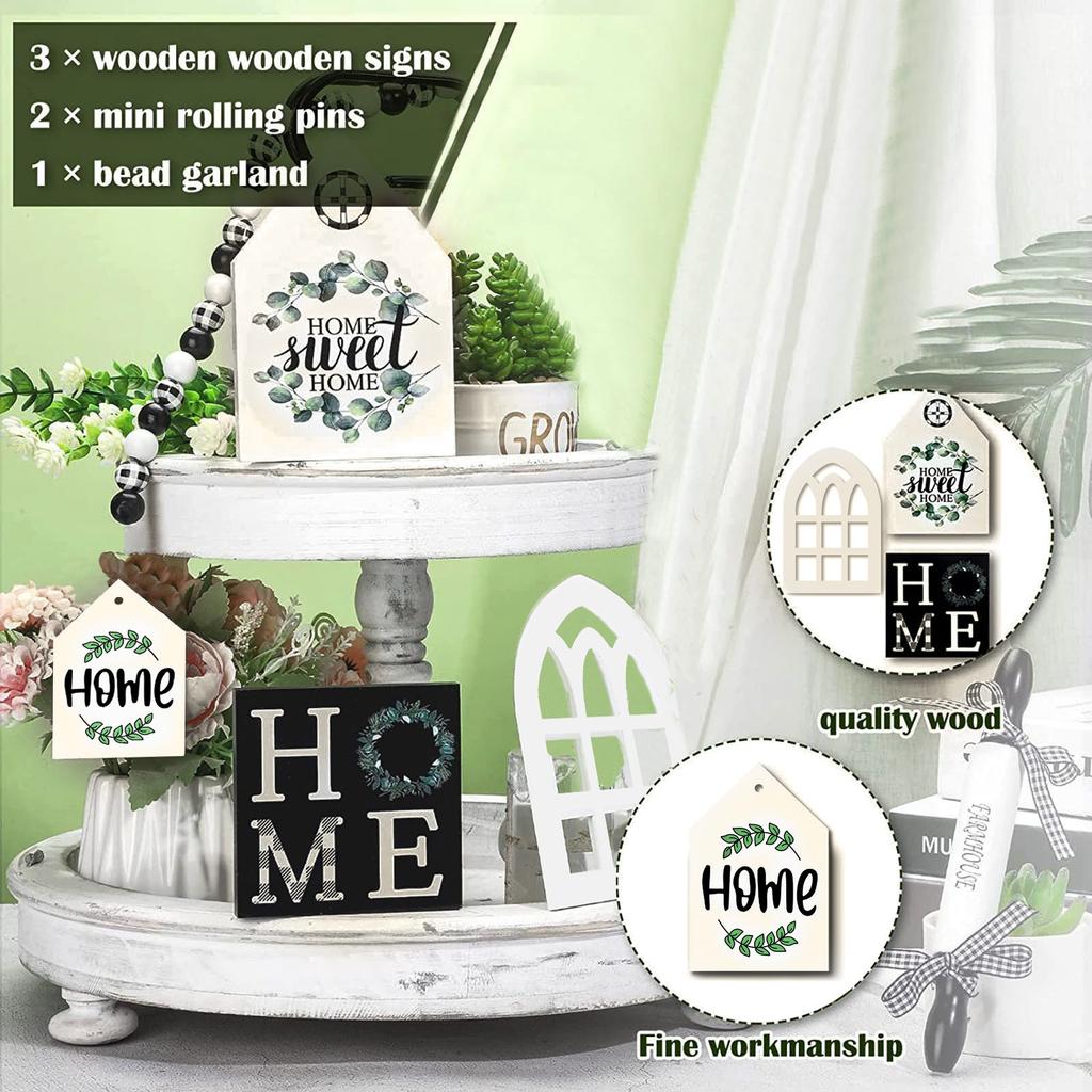 Trä Portioneringsbricka Dekorativa Prydnader Hem Bordsdekorationer 4ST