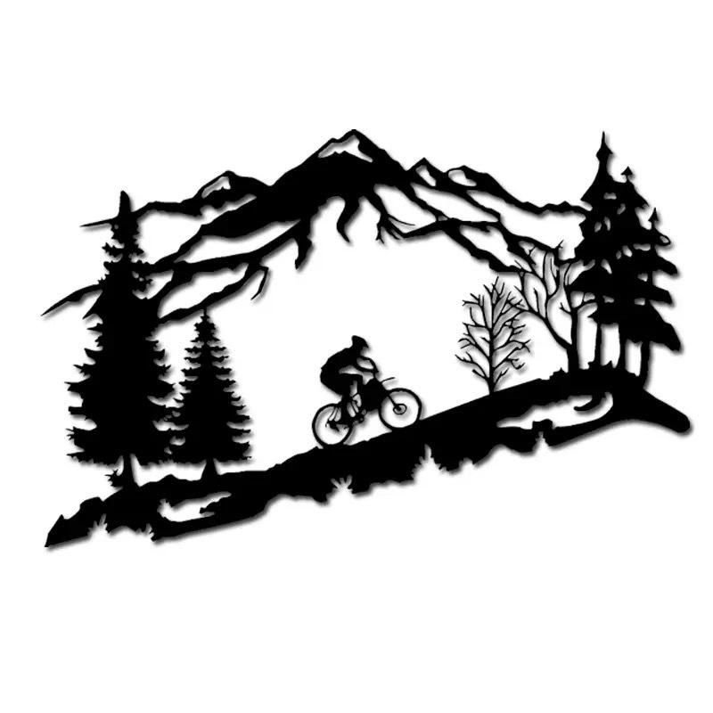 Mountain View Laser-Cut Black Iron Silhouette Wall Decoration