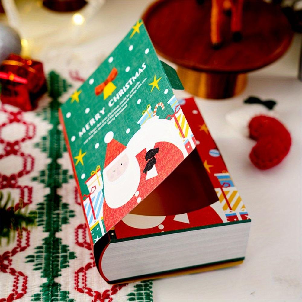 10 Stück Weihnachtsgeschenkboxen Buchförmige Geschenkverpackungen Weihnachtlich gestaltete Buchboxen mit entzückenden Weihnachtsmann- und Schneemann-Designs Perfekt für Gastgeschenke