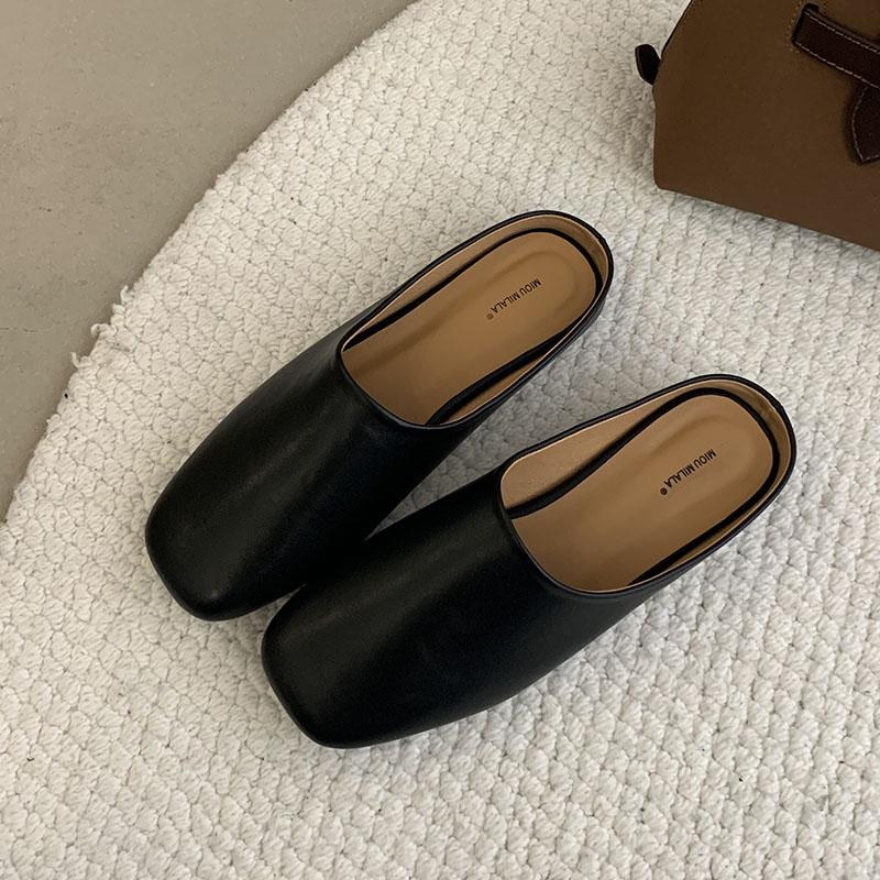 Fashion Fashion Square Toe Ladies Flats Slippers Sandals Shoes Female Footwear Flats Slides Slippers Shoes For Women Mules 2025 New