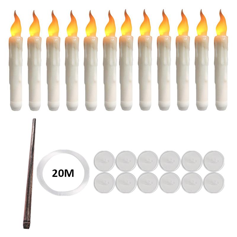 

8-16pcs Floating LED Candles with Magic Wand Remote Flameless Flickering Warm Light Battery Operated Candle Birthday Halloween