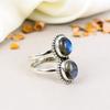 Bague ovale en argent sterling 925 avec labradorite pour femme