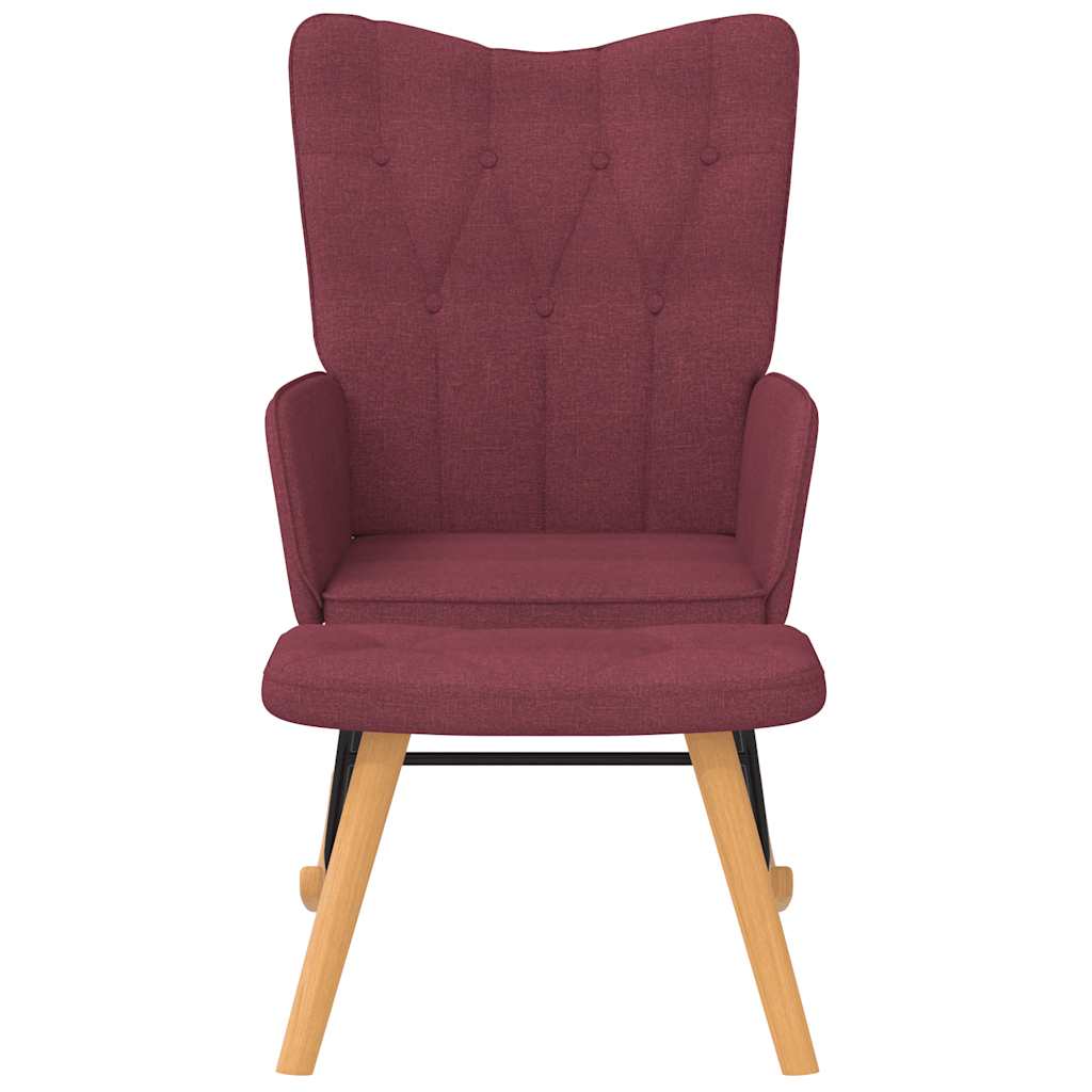 Rocking Chair with Ottoman Fabric Burgundy