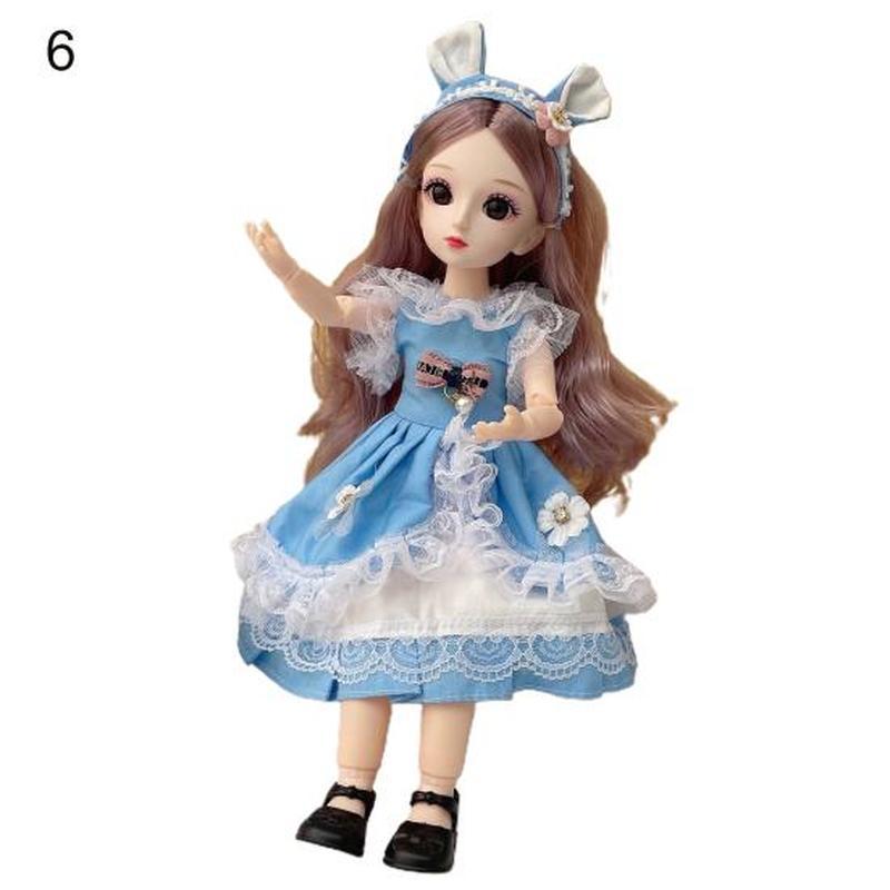 30CM Mini Movable 23Jointed Doll Girls Toy 3D Big Eyes BJD Princess Full Outfits Dresses  Collection Childrens Doll Gift
