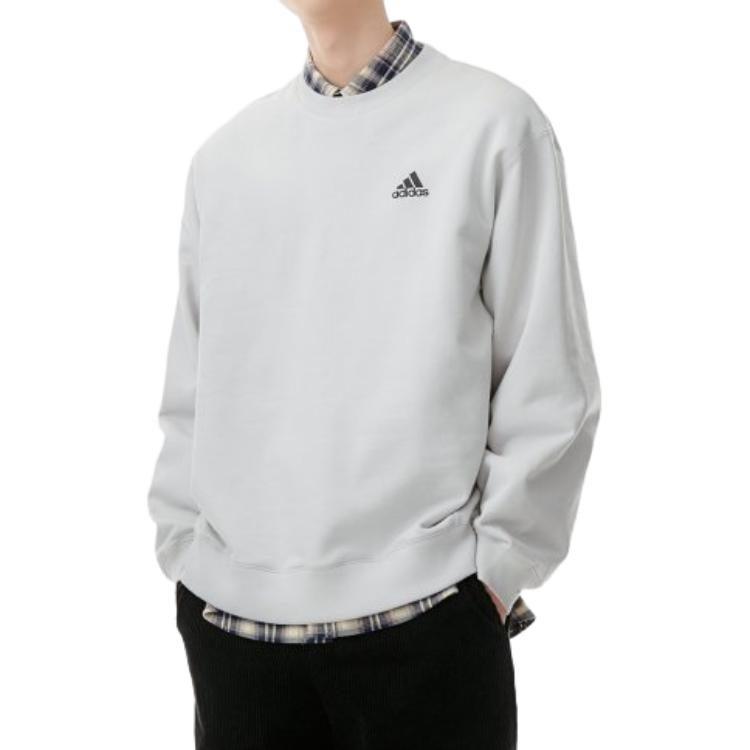 Adidas Sweatshirts Men's Light Gray Crew Neck Moderate Regular H37068