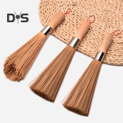 Bamboo Pot Brush Deep Cleaning Angled Head Long Handle Design Pot Scrubber Easy To Clean Multifunctional Kitchen Cleaner