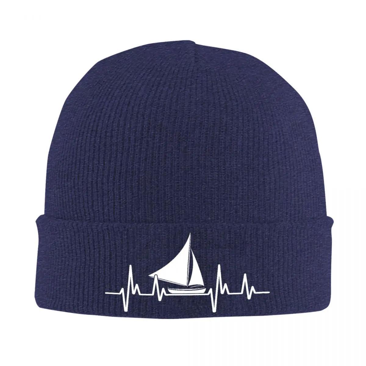 

Heartbeat Sailing Sailboat Knitted Bonnet Caps 100% Cotton Fashion Keep Warm Hats