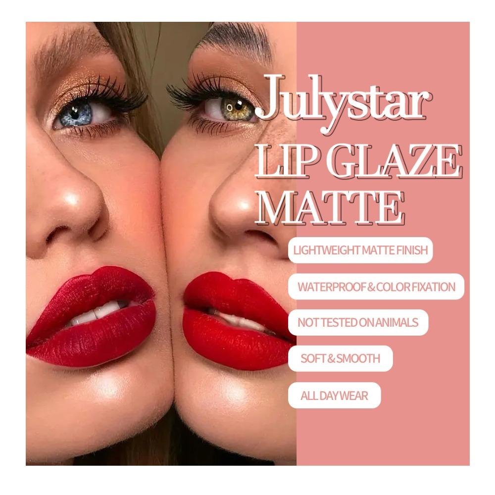 Julystar Is Not Easy To Fade and Not Easy To Stick To The Cup Matte Lip Glaze European and American Lip and Cheek Dual-purpose Lip Gloss
