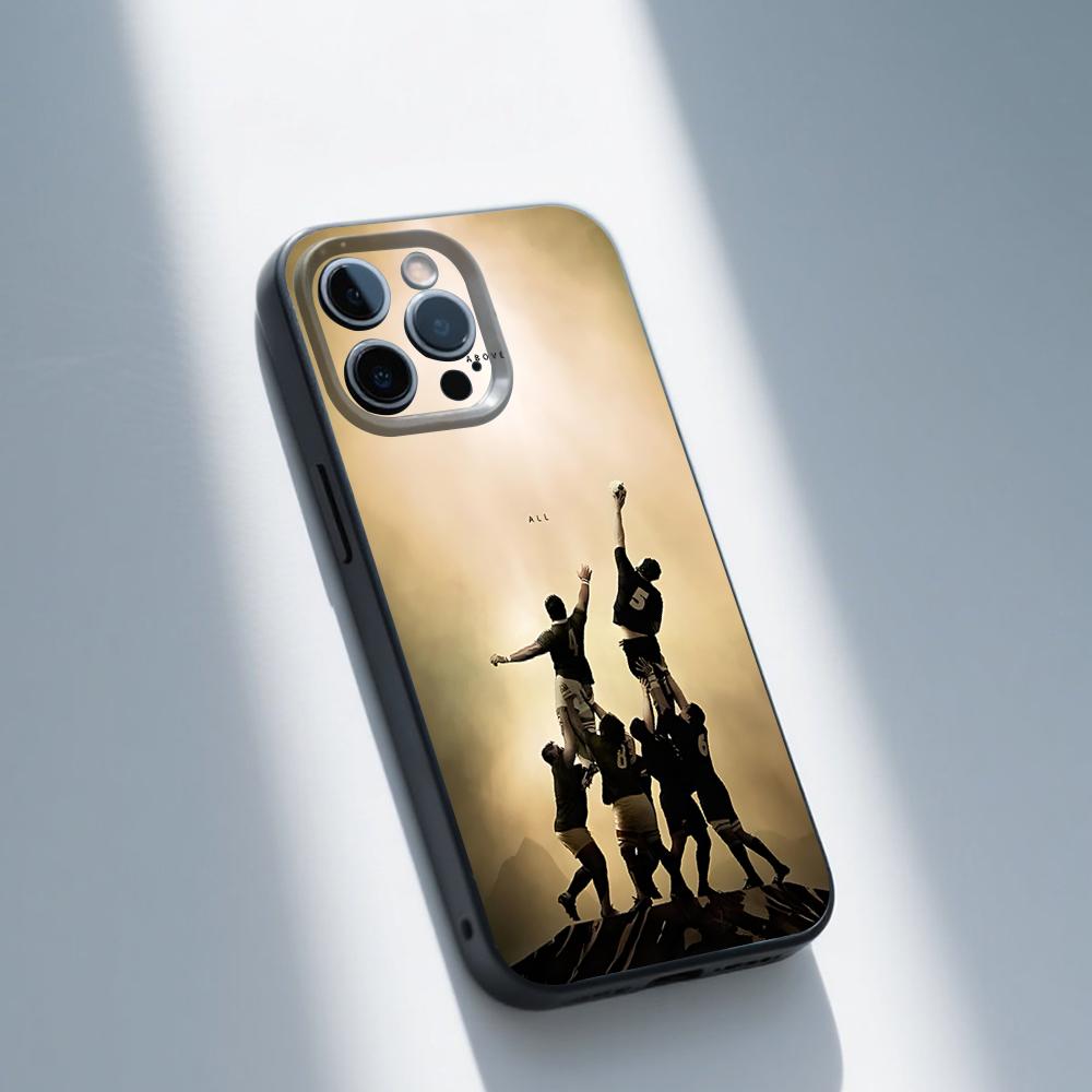 Rugby Sport Phone Case For iPhone 16,15,14,13,12,11,Pro,Max,Plus,X,XS,XR,SE,8,7,Mini,Soft Silicone Black Case