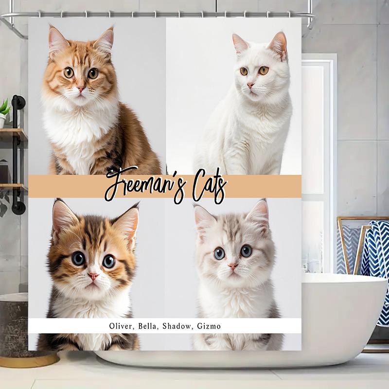 

Adorable Cat Shower Curtain Freeman s Cats Personalized Custom Pet Photo Bathroom Decor Waterproof Fabric for Home Decoration 72 90x180cm