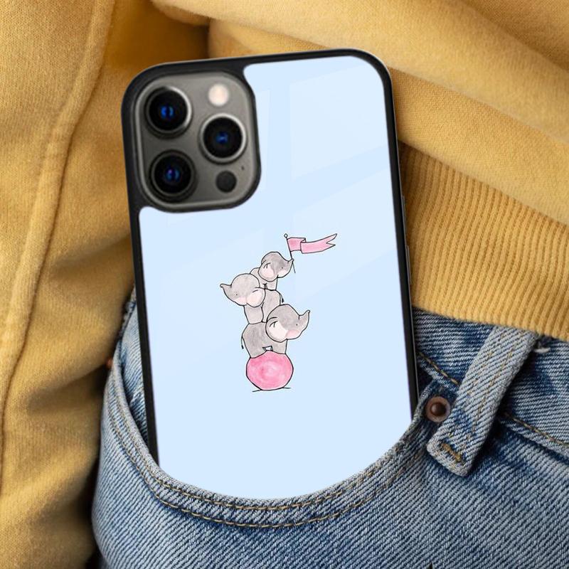 Cute Baby Elephant Soft Phone Case for iPhone 17 Air 16e Pro Max 15 Pro 13 14 Plus 11 12 MagSafe Magnetic Coque