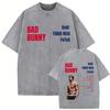 Rapper Bad Bunny Vintage Acid Washed T Shirts Debi Tirar Mas Fotos DTMF Tshirts Men Women Hip Hop Fashion High Quality Tshirt