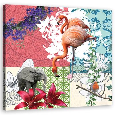 Obraz na plátne koláž Flamingo Elephant Bird