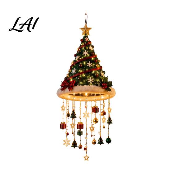 LED Warm Ceiling Hanging Lighted Christmas Light Pendant Decor, Pre-Lit Tree Bell with Holiday