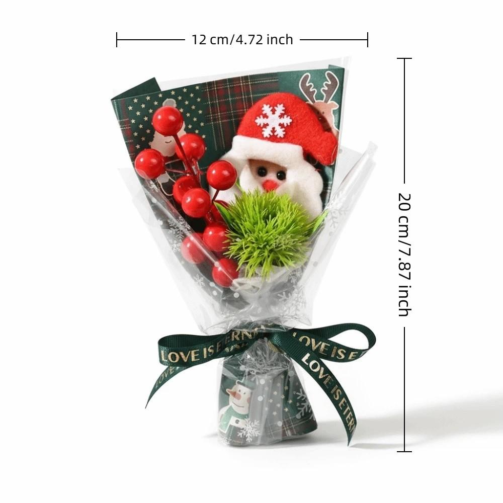 Miniatur Weihnachtsblumenstrauß Stechpalmenbeeren Immergrüne Kiefer Weihnachtsmannstrauß Kiefernadeln Künstlicher Blumenstrauß