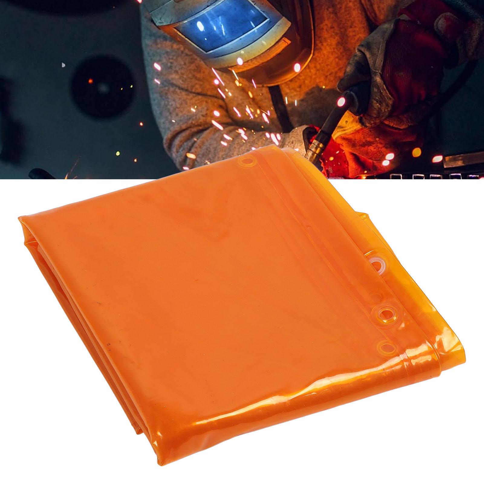 Welding Screen Welding Curtain Screen Frameless with Grommets Flame Retardant PE for Workshop Golden Yellow Welding Curtain