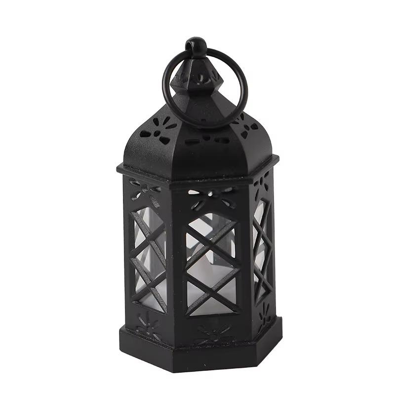 Wind Lantern 1PCS Electronic Candle Light Hexagonal Wind Lantern Portable, Portable Small Lantern Night Light, Wood Handmade