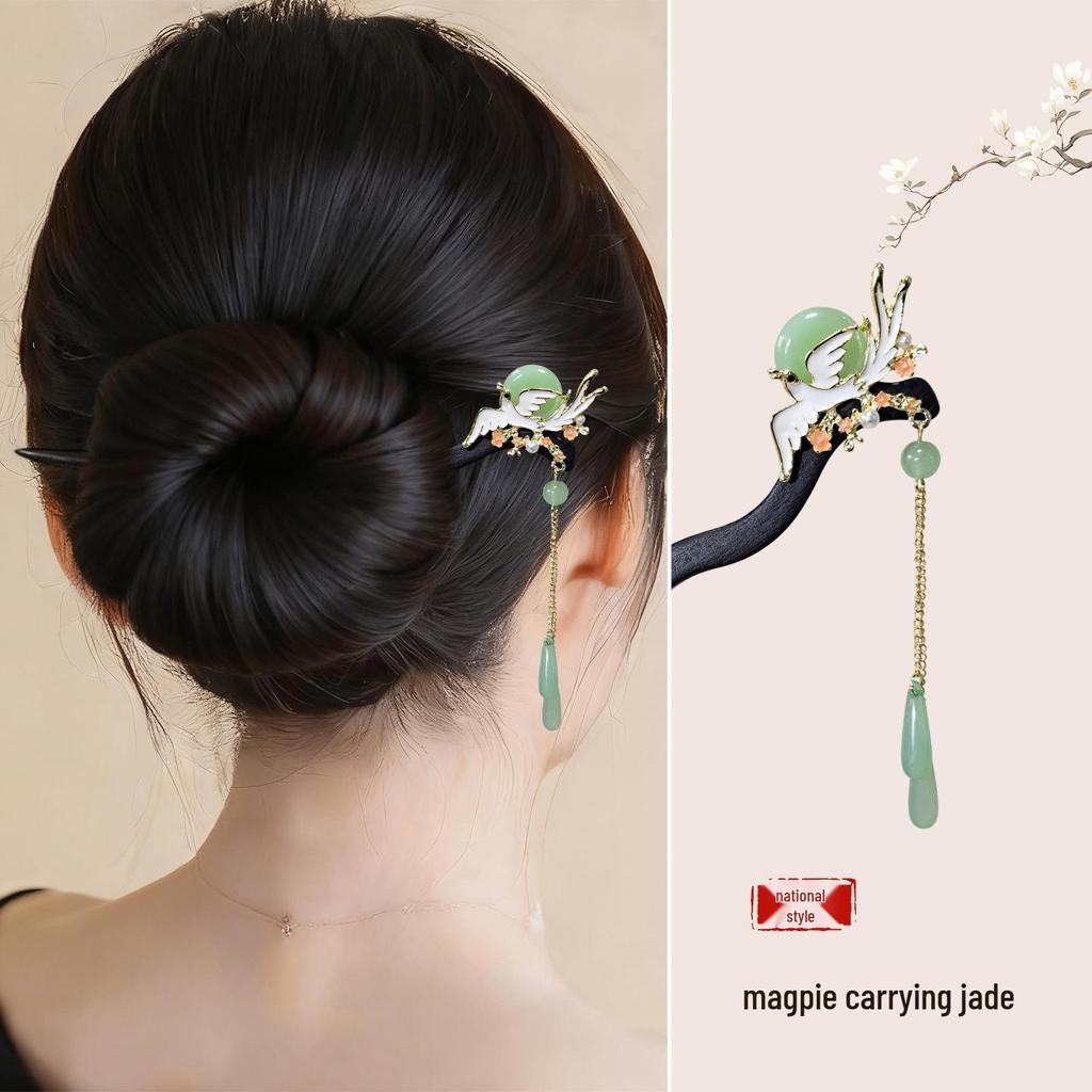 Imitation Ebony Hairpin Holder: Ancient Style Hanfu Hair Accessory, Qipao Ornament Gift for Women