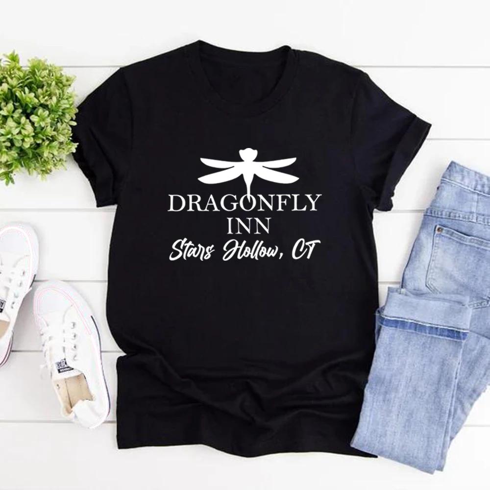 Dragonfly Inn T-Shirt Stars Hollow Shirts Women Short Sleeve Graphic T Shirts Gilmore Girls Inspired Tshirt Female Casual Tops