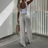 Женские повседневные брюки со средней посадкой и эластичной резинкой на талии, широкие брюки, однотонные спортивные свободные брюки длиной до пола, летние брюки