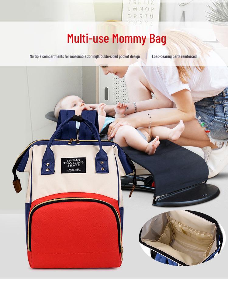 New Fashion Canvas Mummy Bag: Colorblock Backpack for Mom, Large Capacity Baby Bottle Handbag