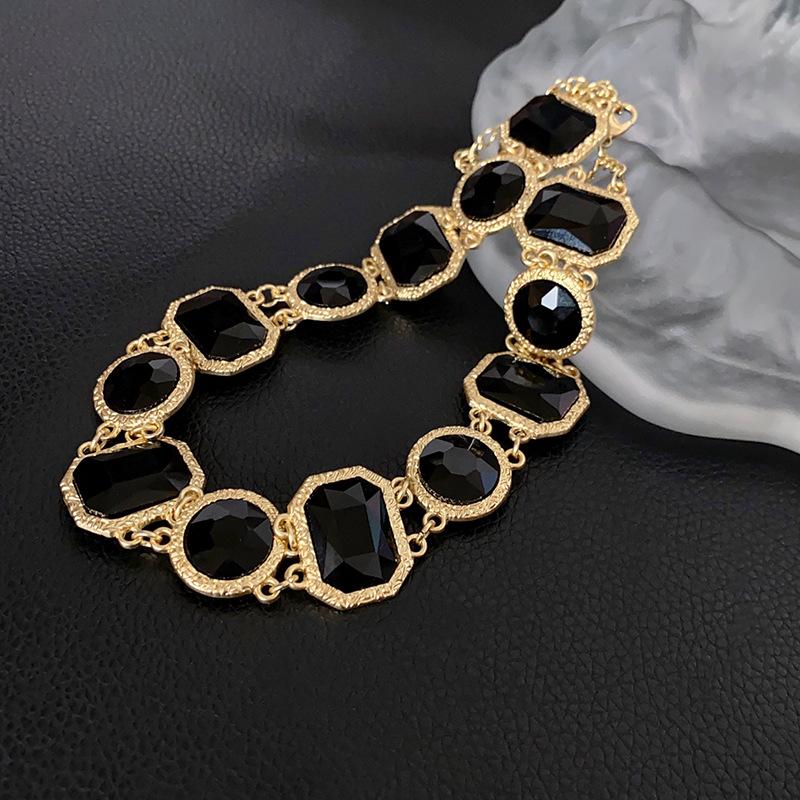 Kryształowy Kwadratowy Okrągły Naszyjnik dla Kobiet Retro Moda Łańcuch Kołnierzowy Luksusowe Wiszące Kolczyki Damski Zestaw Biżuterii Dwa Kawałki