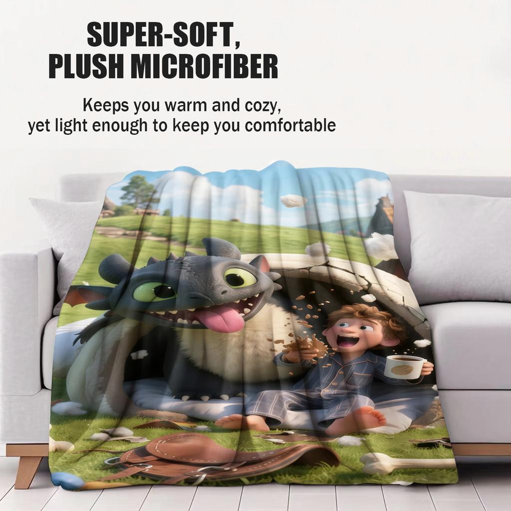Outside the Viking Village Toothless Print Pattern Flannel Blanket Soft Multifunctional Decortive Universal Throw Blankets Gift