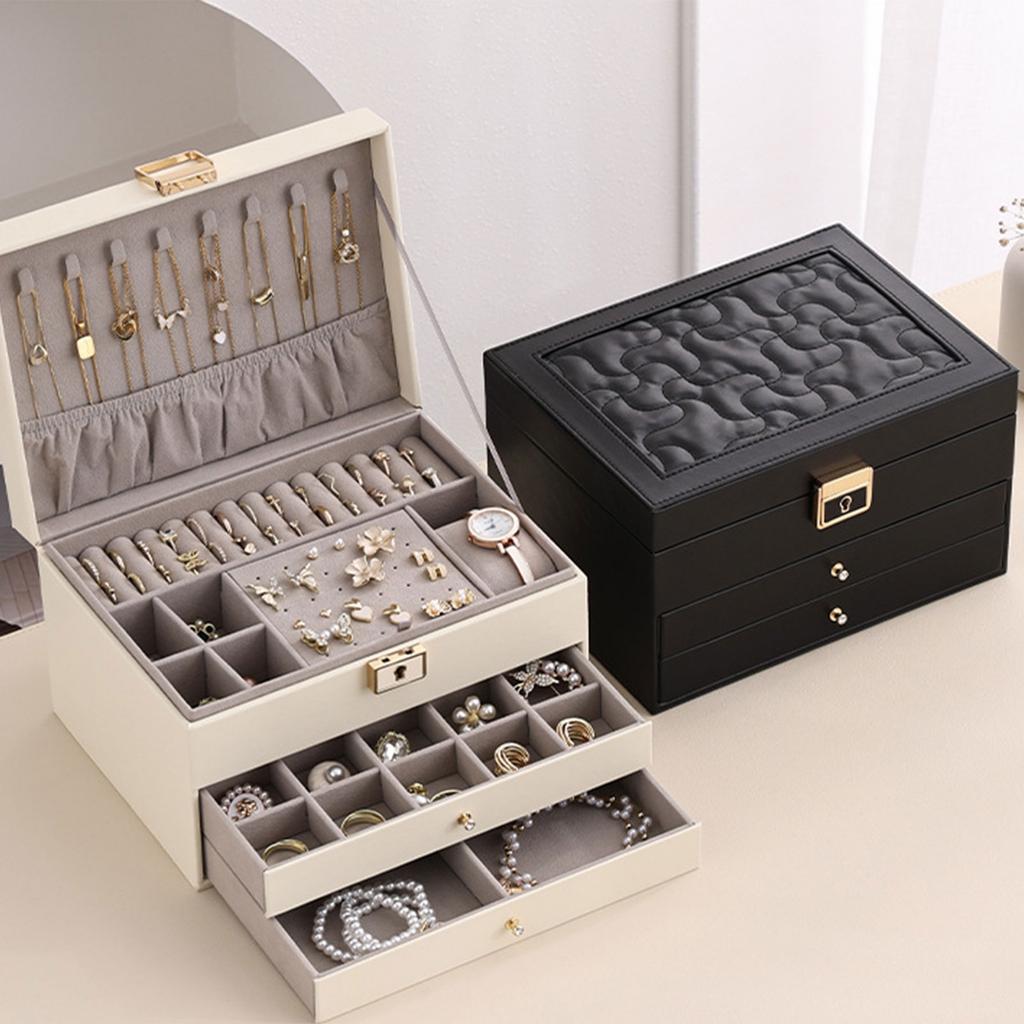 Sophisticated Multi Layer Jewelry Holder Multi Layer Jewelry Storage Holder Sturdy PU Leather Jewelry Organization Cas