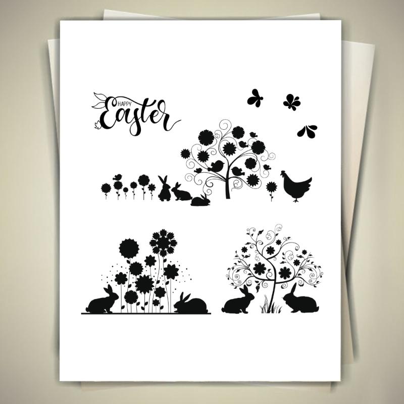 Easter Theme Clear Silicone Stamp for DIY Invitation Card Scrapbooking Paper Craft Rubber Stamp Handmade Journaling Gift
