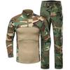 Mens Camo Tactical Long Sleeve Set Outdoor Training Suit Breathable Cotton Blend Hiking Running