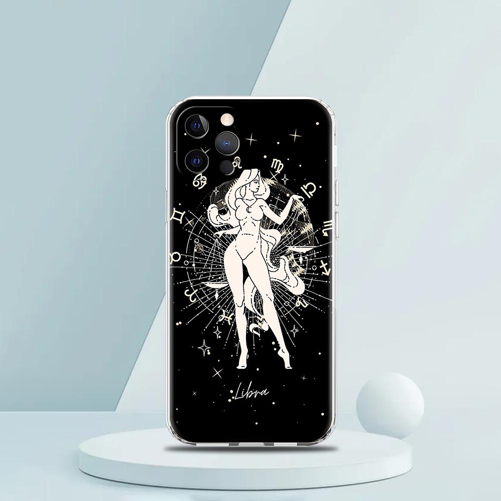 Zodiac Case for iPhone 16 15 14 13 12 Pro Max Cover Transparent Soft for iPhone 11 Pro Max 7 8 Plus XS XR Shell Coque Capas Bags