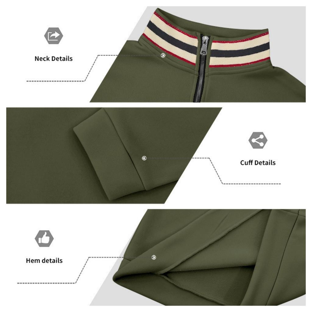 Men's Solid-color Casual Fleece Hoodie, Men's Loose Stand-up Collar Semi-zipper Casual Sport Pullover Hoodie