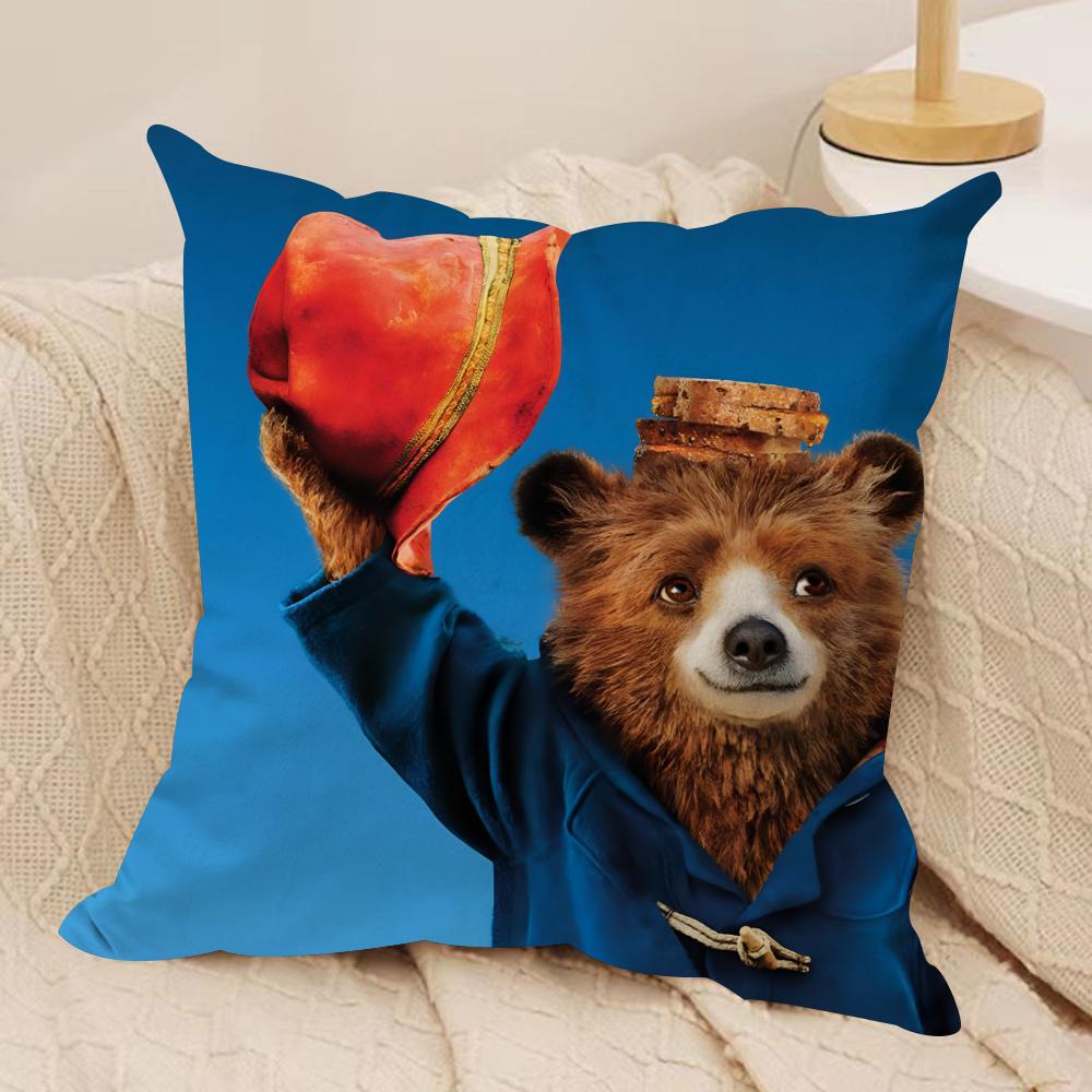 Cute Bear Cushion Cover Silky Short Plush Double-Sided Printed Pillow Case for Sofa All Seasons Home Decor Gift