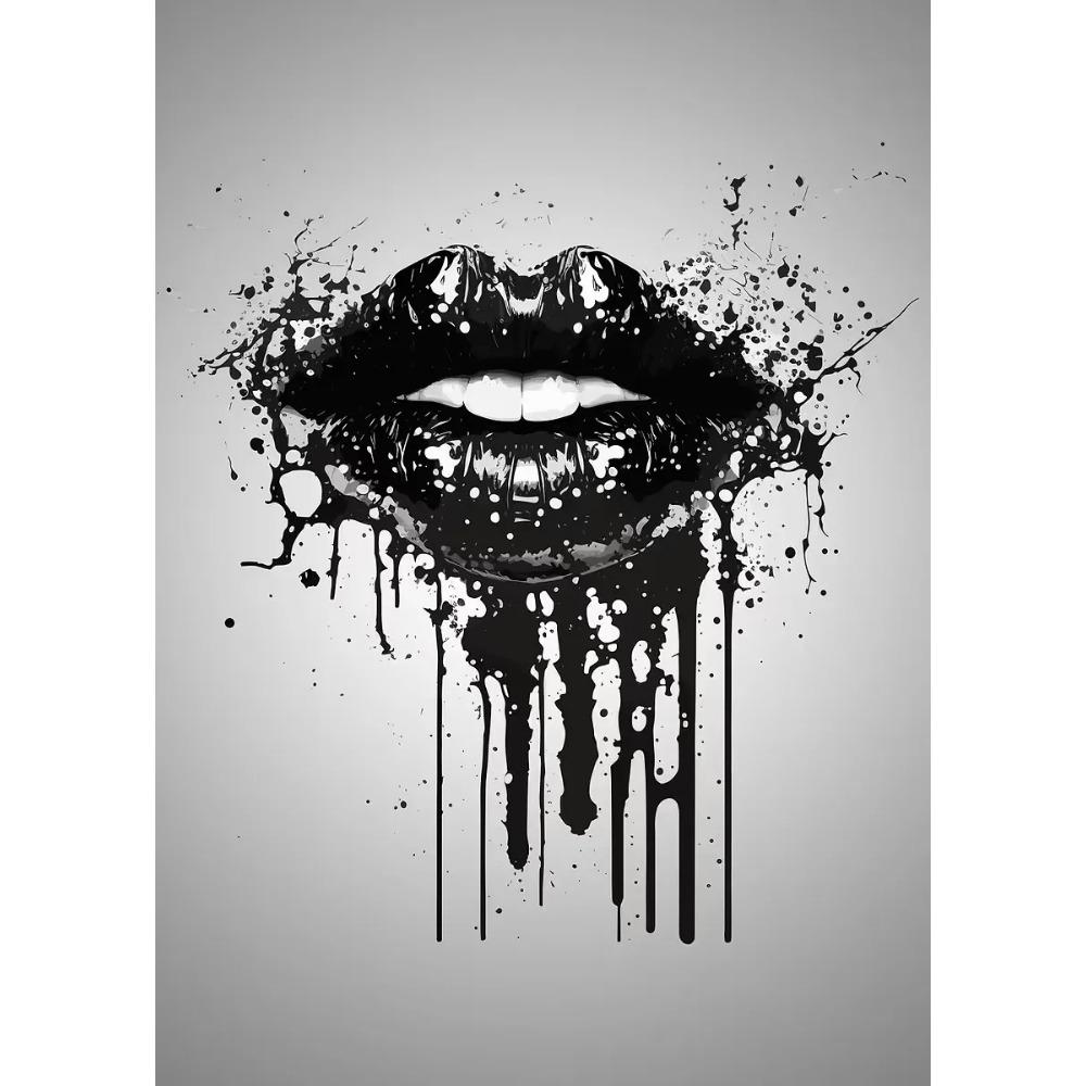 Luxury Modern Golden Lips Money Flower Poster Print Abstract Canvas Painting Wall Minimalist Art for Living Room Home Decoration