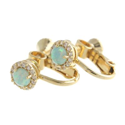 Brincos VINGTAINE de Opala Simples com Brincos de Zircônia Cúbica [VINGTAINE] P1302-E