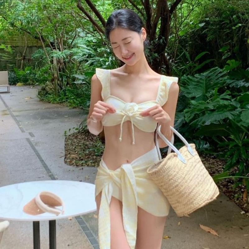 Premium Sexy Spice Girls Three-piece Skirt Casual Vacation Pure Desire Small Fragrant Style Split Swimsuit Women's Bikini