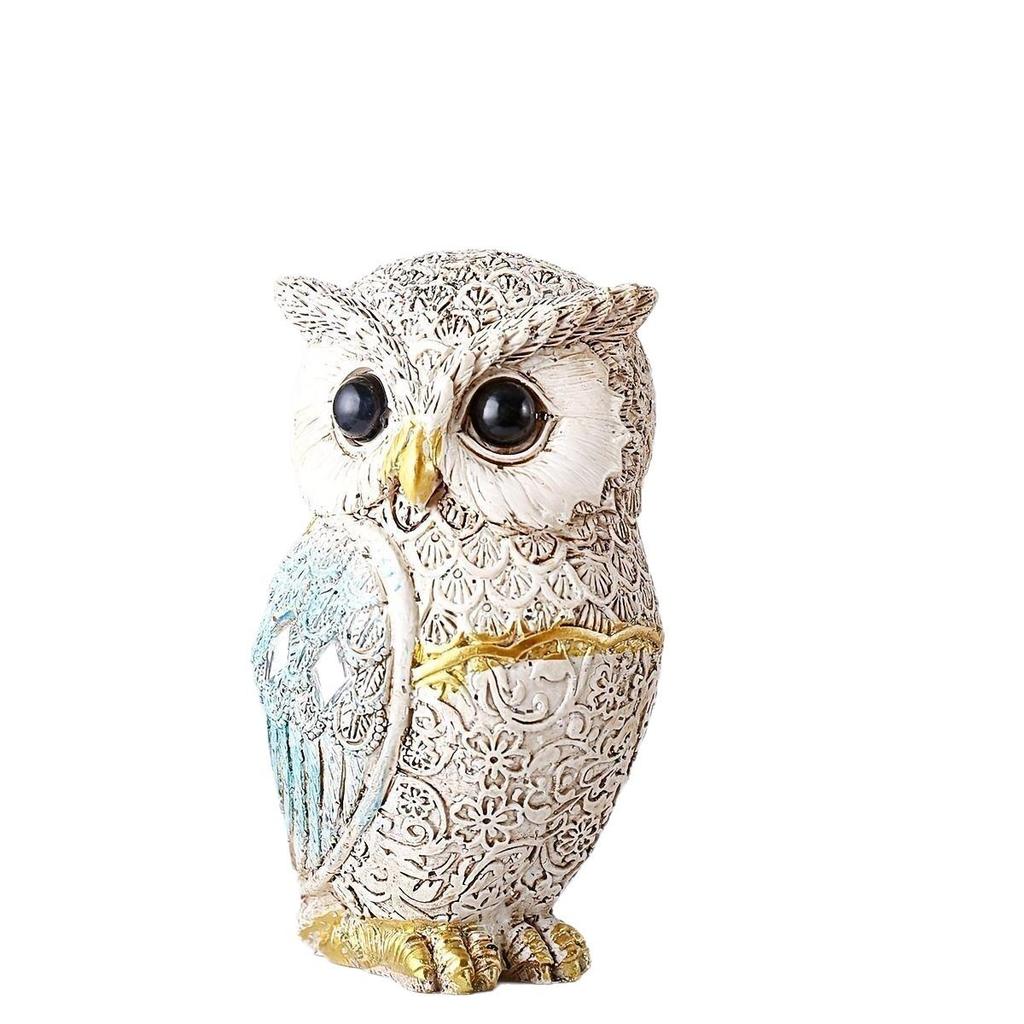 Vintage resin owl statue, home desktop decoration, office craft sculpture, decorative owl sculpture
