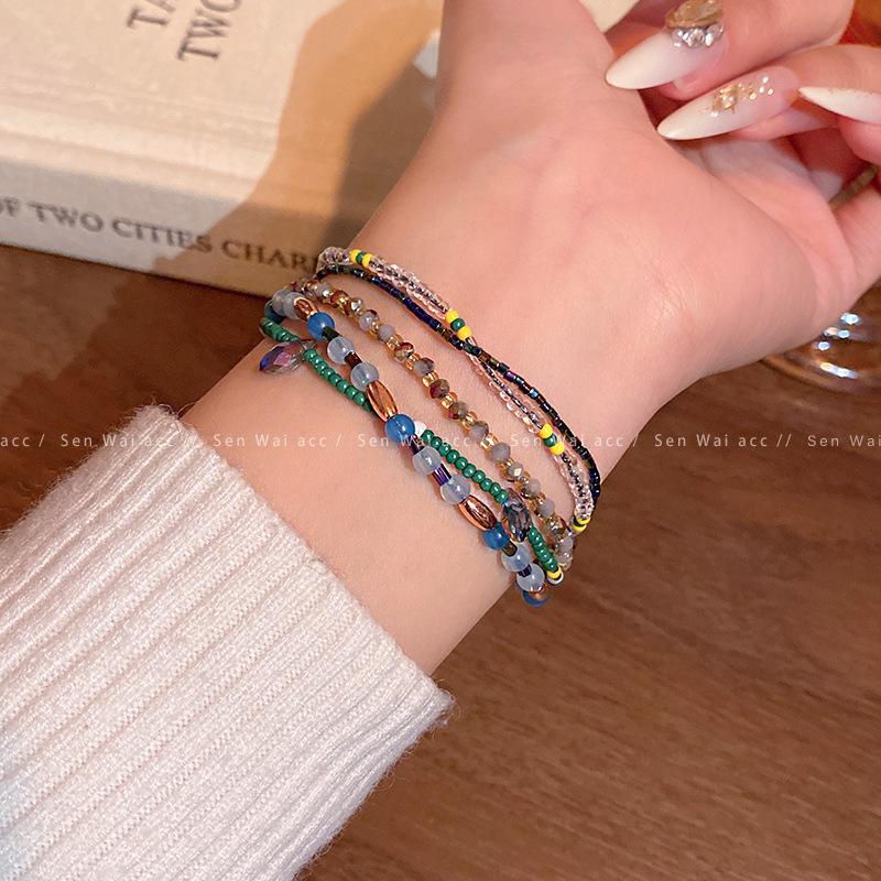 Bohemian Color Multi-layer Beaded Bracelet Women's Bracelet Famous Style Adjustable Hand Jewelry