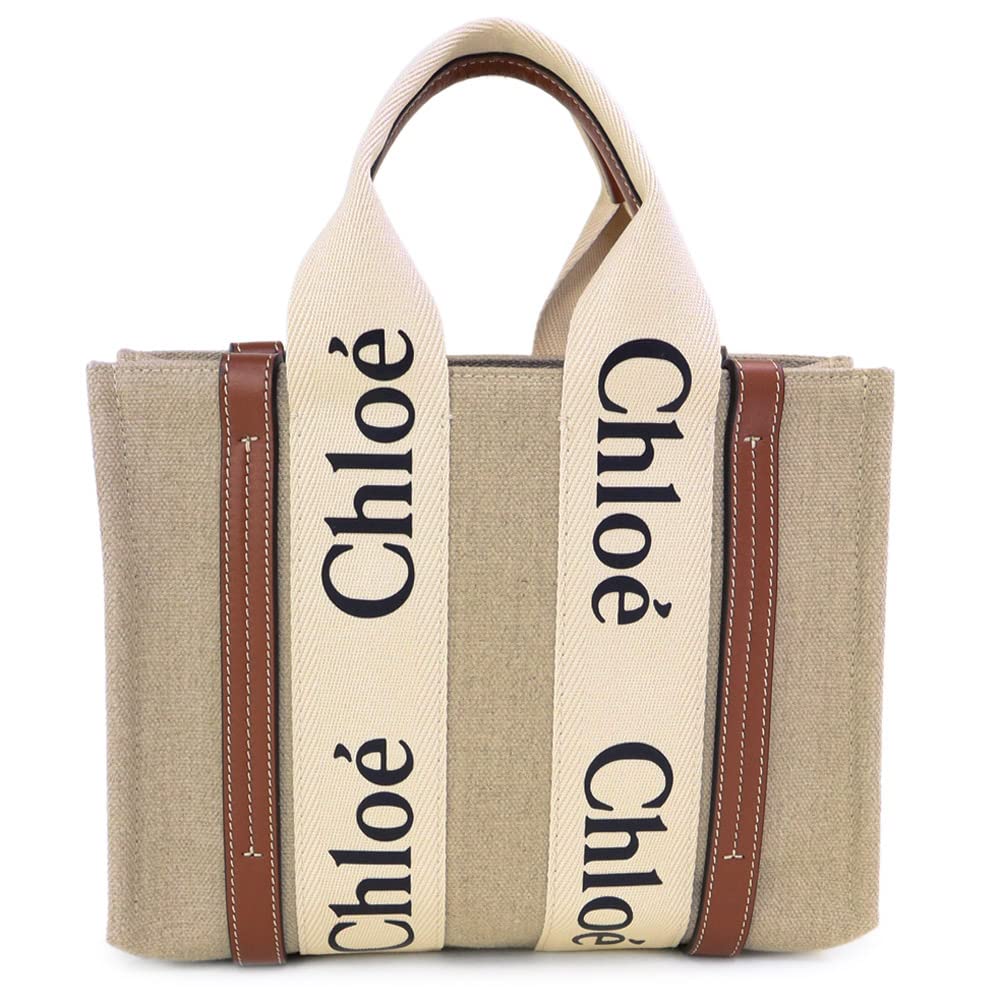 Chloe Woody Small Mini CHC22AS397I26 90U 2-Way Tote/Shoulder Bag, Bag, Beige/Brown, Women's, [Used]