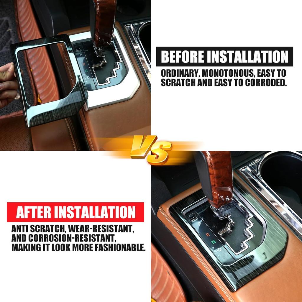 LLKUANG for Toyota Tundra 2014-2021 SUV Stainless Steel Center Console Gear Shift Panel Frame Trim Car Accessories (Black)