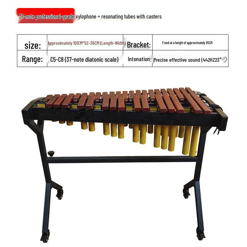 Professional Marimba Rosewood & Aluminum Xylophone, 32-37 Tone Percussion Steel Tongue Drum
