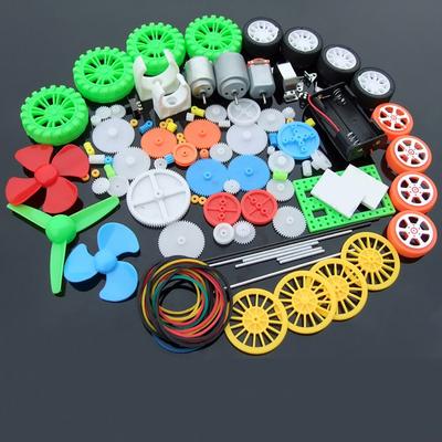 Zestaw 112 sztuk silników DC Mini silnik elektryczny z plastikowymi zębatkami uchwyt montażowy silnika wał śmigła do projektów naukowych DIY