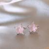 Vintage Oil Painting Flower Stud Earrings for Women Exquisite Metal Peach Blossom Earrings Jewelry Gifts Daily Fancy Accessories
