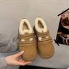 Retro Brown Thick-soled Piled Thickened Snow Cotton Shoes Women's 2025 New Winter Heightening Warm Mao Mao Boken Shoes