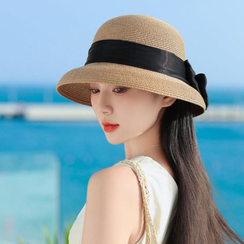 Fashion Design Natural Lafite Grass Straw Hat Photography Hat Sunscreen UV Protection Beach Sun Visor Farmers Raffia Straw Hats