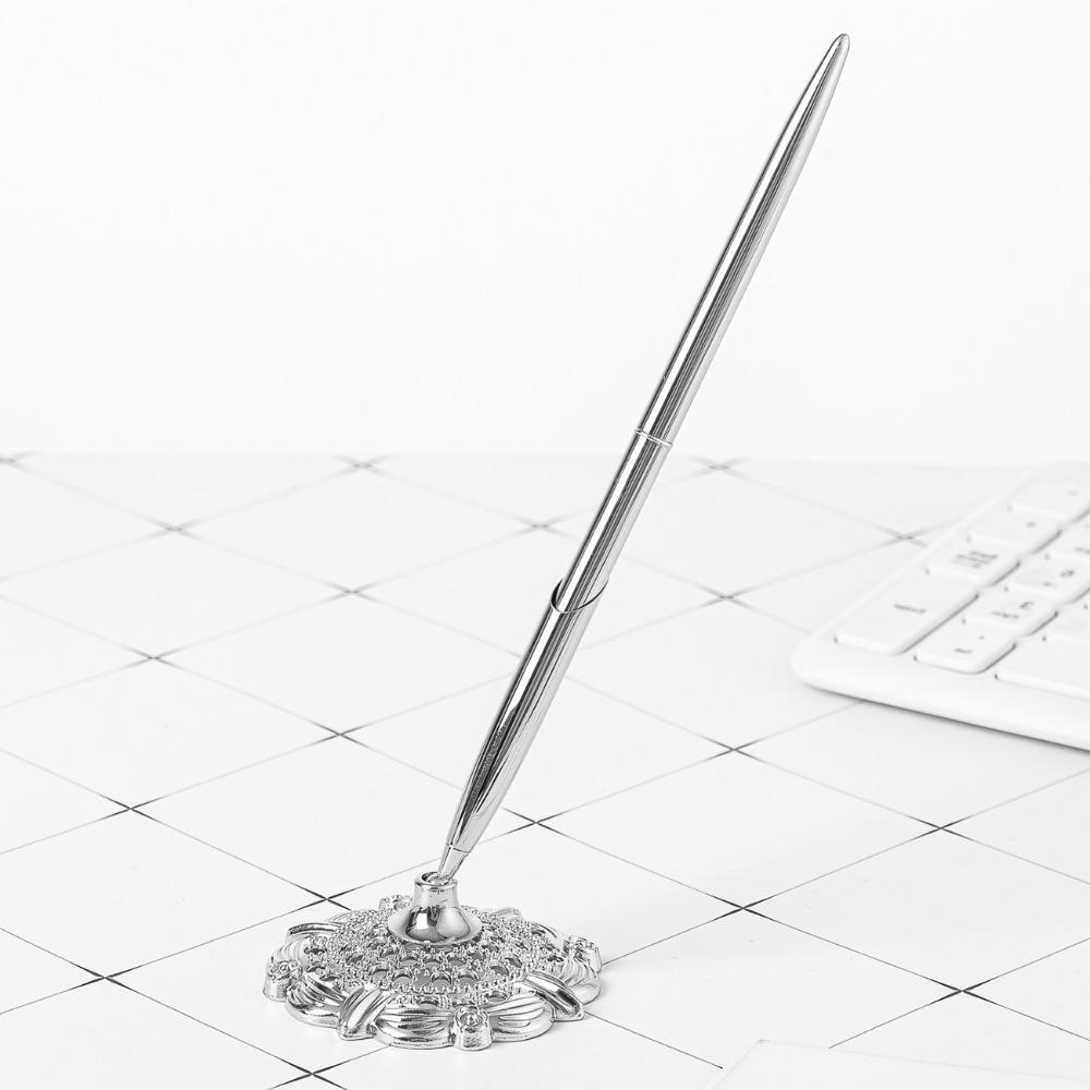 Wedding Decor Reception Desk Pen Attached Base Metal Pen Stand Holder  Guest Book