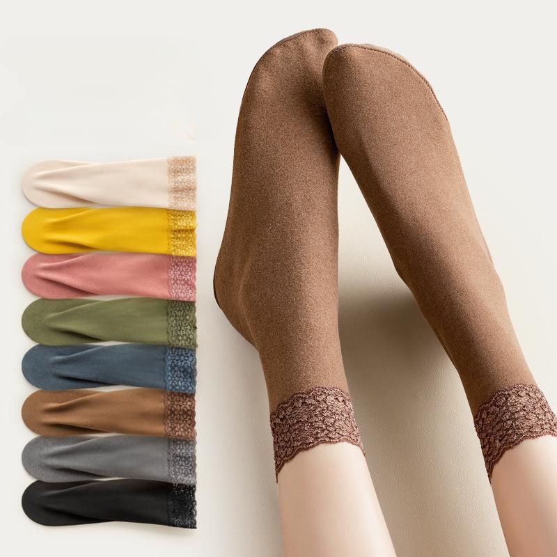 5 Pairs of Women Lace Mid Tube Socks for Spring Autumn Warm Simple Comfortable Casual Breathable Cold Resistance Versatile Socks