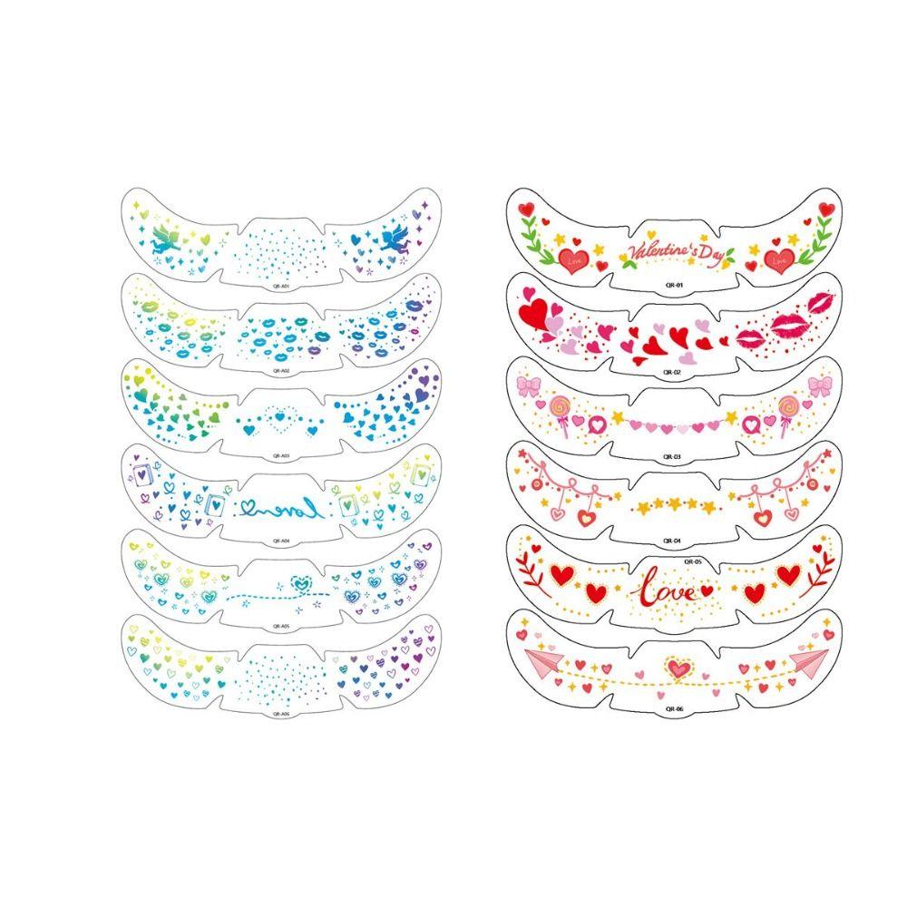 6pcs Waterproof Face Temporary Tattoos Long Lasting Makeup Stickers  Valentine's Day
